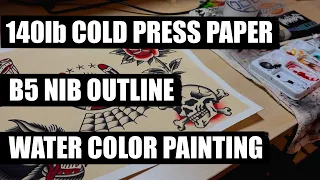 How To Paint Tattoo Flash on 140lb Cold Press Water Color Paper