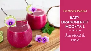 Dragonfruit Delight Mocktail | Dragonfruit Non-Alcoholic Cocktail - The Mindful Mocktail