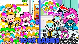 Mom gave birth to 100 children Toca Life Story Toca Boca