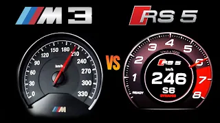 BMW M3 v Audi RS5 Acceleration sound 0-100 & 0-200 km/h