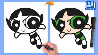 How To Draw BUTTERCUP From The Powerpuff Girls | Draw Cartoon Characters Step By Step