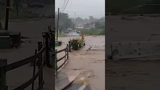 Bridge over Guaonica River in Puerto Rico washed away by surging floodwaters due to Hurricane Fiona