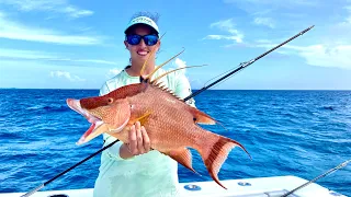 Sara shot the *BIGGEST* Hogfish! Bahamas spearfishing! Catch Clean and Cook on PRIVATE ISLAND