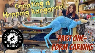 Hopping Kangaroo taxidermy project PART ONE - Carving a form from foam blocks!