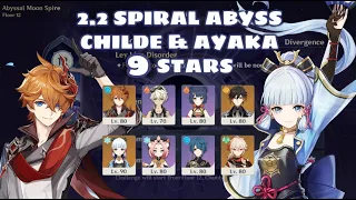 2.2 Spiral Abyss Floor 12 9 Stars with Vape Childe and Freeze Ayaka | Genshin Impact