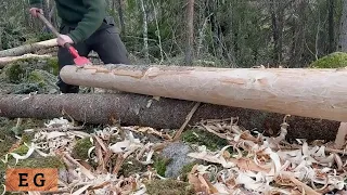 Debarking Logs with Bark Spade and Drawknife | 2.0 | - One Man Traditional Log Cabin series