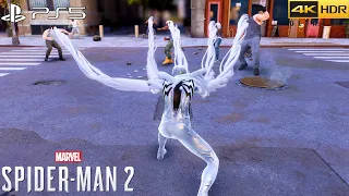 Marvel's Spider-Man 2 New Game Plus White Symbiote Surge Suit Combat & Swinging 4K60FPS GAMEPLAY