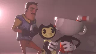 [SFM]Hello Neighbor Tries To Sell Cuphead His Book Cuphead vs Hello Neighbor