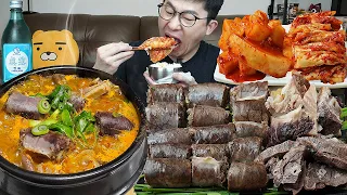 ASMR MUKBANGㅣPork and Rice Soup & Pork Intestines & KimchiㅣEATING SHOW