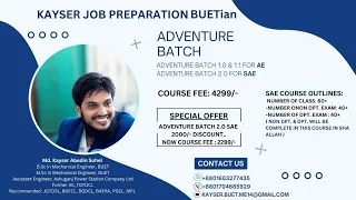 Mechanical AE & SAE Job Preparation Full Course for BUET Pattern|| KJP Adventure Batch 1.1 & 2.0