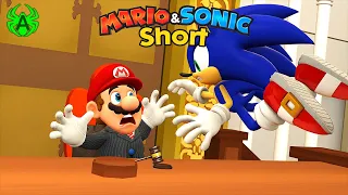 Mario VS Sonic Funny Animation: Sonic Attacks Judge Mario During Sentencing