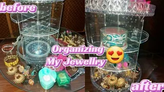 Organizing my jewellery collection |DIY Rotating Jewellery orgnizer idea | cute  Organizer tutorial❤