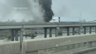 Drivers shaken after helicopter crashes onto I-10; pilot dies