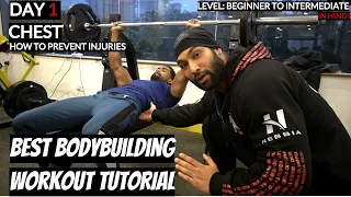 DAY ONE | Best Bodybuilding Workout Tutorial | Chest (Hindi)