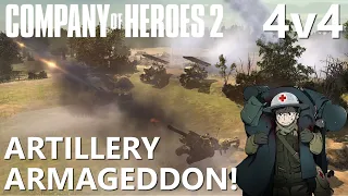 CoH2 - Epic 4v4 Artillery Armageddon (Company of Heroes 2)