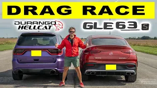 Dodge Durango Hellcat vs Mercedes GLE 63 AMG S, drag and roll race. Could have been worse...