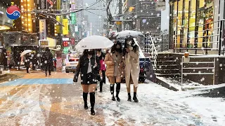 Snowy GANGNAM, Dec 18, 2021, The First Heavy Snowfall in Seoul. 4K Seoul Korea Walk.