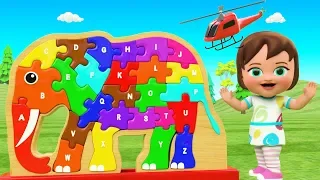 ABC Song for Children | Learn Alphabets for Kids with Little Baby Play Elephant Wooden Alphabet Toy