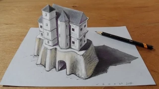 Amazing Trick Art Drawing Of A 3d Castle On Paper