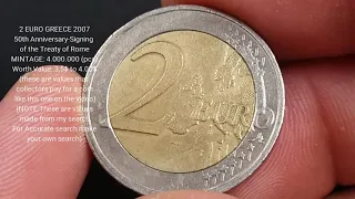 2 euro coin value, 2 euro greece 2007