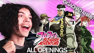 first time reacting to all jojo's bizarre adventure openings!