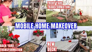 EXTREME YARD TRANSFORMATION // MOBILE HOME MAKEOVER // FRONT & BACK YARD LANDSCAPING UPDATE 2024