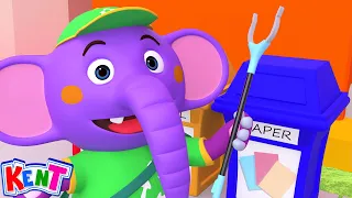 Clean Up Trash Song + More Nursery Rhymes & Kids Songs | Kent The Elephant