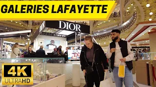 Les Galeries Lafayette Haussmann Paris Walking Tour【4K, 60fps】- 🇫🇷 France luxury shopping mall