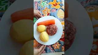 Беру 1 морковь, 2картошки, немного фарша и вкусный Ужин ГОТОВ! Керемет кешкі ас. казакша рецепт.