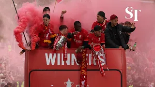 Liverpool celebrate domestic cup double with open top bus parade