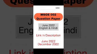 MSOE 002 June 2022 Question Paper | MSO | MSOE 002 Previous Year Question Paper 2022 | #ignou #short