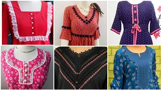 45+Very Stylish lace Neck Design For Summer/New Neck Design with lace/ Stitching ideas