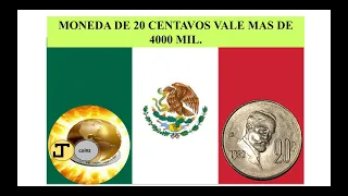 MONEDA MEXICANA DE 20 CENTAVOS VALIOSA PRECIO 2020.