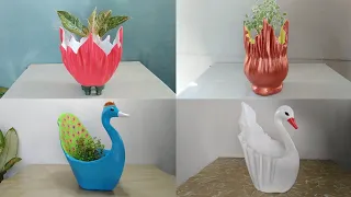 Flower Pot Decoration Ideas | 4 Beautiful Creation & Project At Home | Cement Craft Ideas