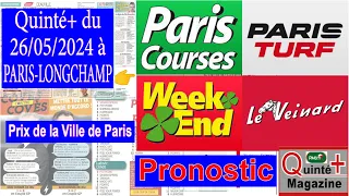 PRIX DE LA VILLE DE PARIS, PARIS-LONGCHAMP, quinté+ du 26 Mai 2024