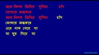 Aaj milan tithir - Kishore Kumar Bangla Karaoke with Lyrics