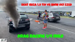 Seat Ibiza 1.9 TDI vs BMW e61 535D drag racing 1/4 mile 🚦🚗 - 4K UHD