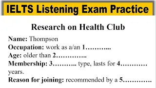 Health Club listening practice test 2024 with answers | IELTS Real Exam Listening Test