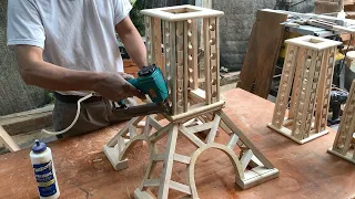 Eiffel Tower Inspired Woodworking Design // How To Make A Beautiful Decorative Lamp