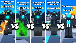 ASTRO vs TOXIC vs SAW vs UPGRADED vs TITAN CAMERAMAN! 🤯 | Toilet Tower Defense Roblox