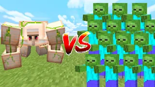 BUFFED IRON GOLEM vs 100 MOBS in Minecraft Mob Battle