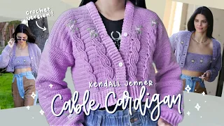 recreating the kendall jenner cable cardigan ٩(｡•́‿•̀｡)۶ crochet with me!