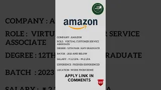 Amazon Hiring Work From Home Jobs For 12th Pass #amazon #amazonjobsfromhome #interview#youtubeshorts