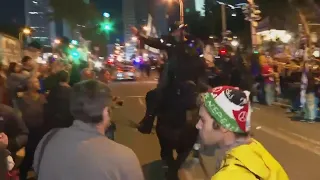 Israeli mounted police try to contain anti-government protesters in Tel Aviv