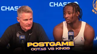 Steve Kerr, Jonathan Kuminga, Dario Saric x TJD React To Warriors/Kings | October 18, 2023