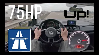 75HP VOLKSWAGEN UP! on AUTOBAHN POV (NO SPEED LIMIT) TOP SPEED