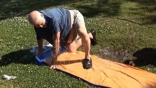 GRANDPA HITS THE SLIP 'N SLIDE!