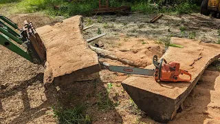 Chainsaw Milling Oak Slabs with Husqvarna Chainsaw