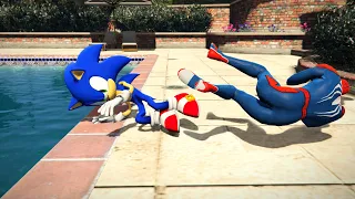 GTA 5 SPIDERMAN vs SONIC | Water Ragdolls Fails/Jumps ep.1 (Euphoria Physics Funny Moments)