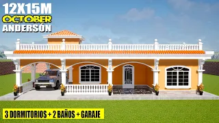 ✅Diseño de Casa con 3 arcos | Como construir una casa estilo guatemalteco | Diseño de Casa 12 x 15 M